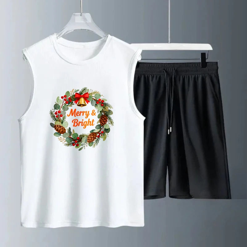 Men's Tank top Sets new men's sets men's clothing set men's chandals Summe Polyester Fashion Short Sleeve+ Shorts Breathable
