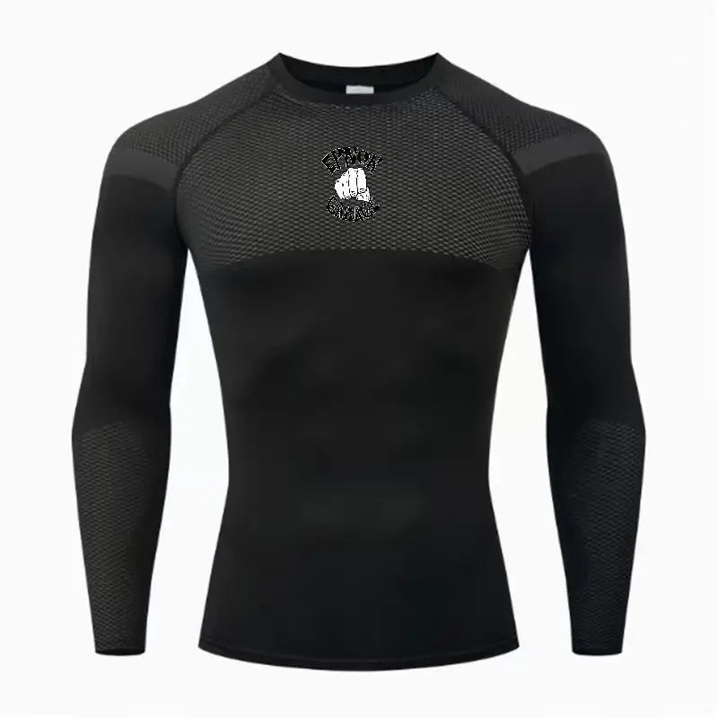 EPNOX GARAGE Bold Stylized Dotted Outline White Text with Clenched Fist Graphic Sports Apparel Fitness Training Equipment for