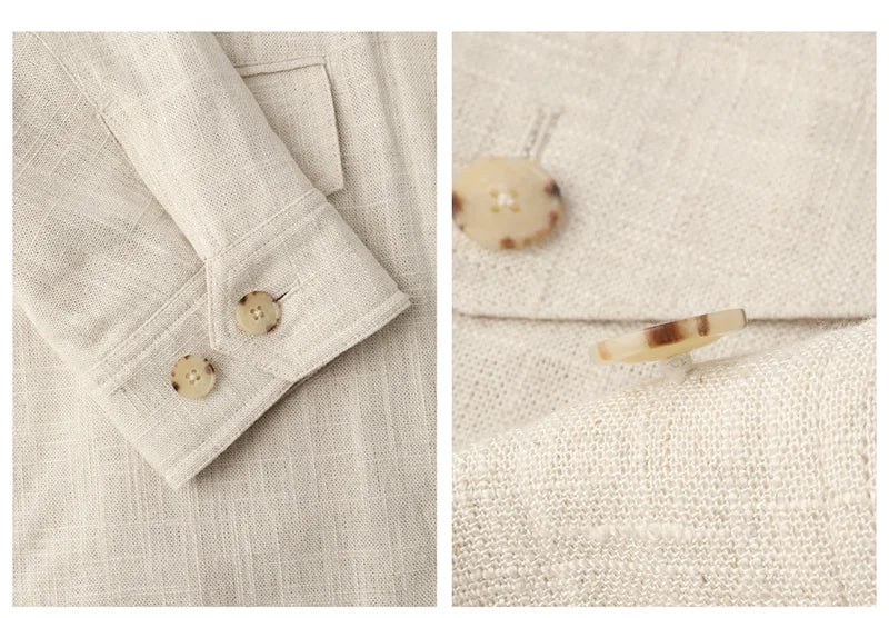 Fengbaoyu Natural Linen Men's Coat American Casual Shirt Retro Style Comfortable Men's Clothing Spring-Autumn