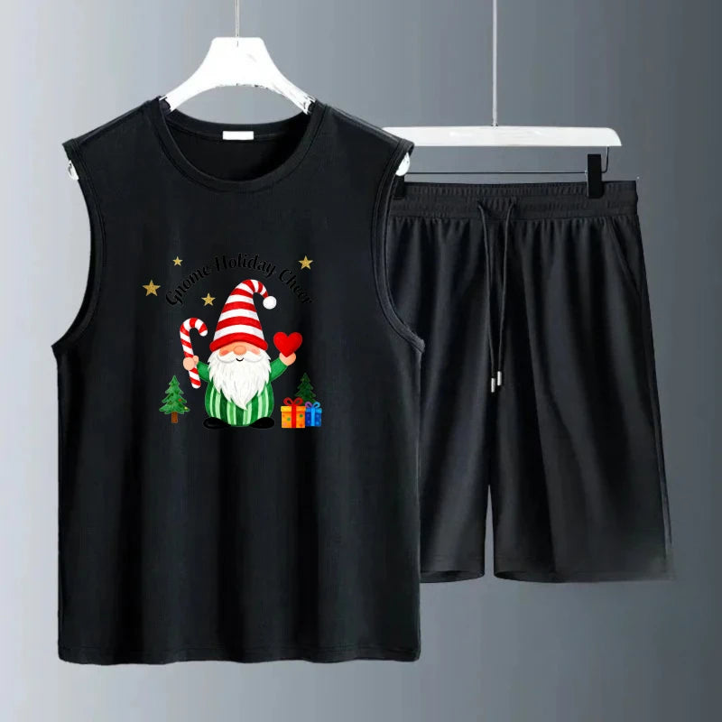 Men's Tank top Sets Men's sweatshirt set Polyester Short Sleeve+ Shorts Fashion Summe men's chandals men's set  Breathable