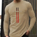 100% pure cotton men's long sleeved round neck loose casual Paris pattern printed spring and autumn versatile T-shirt top