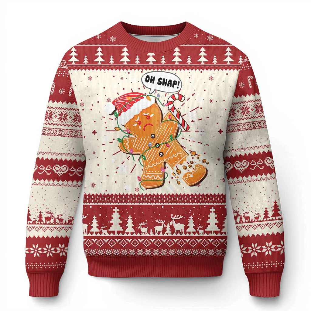 Gingerbread Man Oh Snap Xmas Ugly Christmas Sweater Funny Gingerbread Pattern Sweatshirts Pullover Boys Women Jumper Sweaters