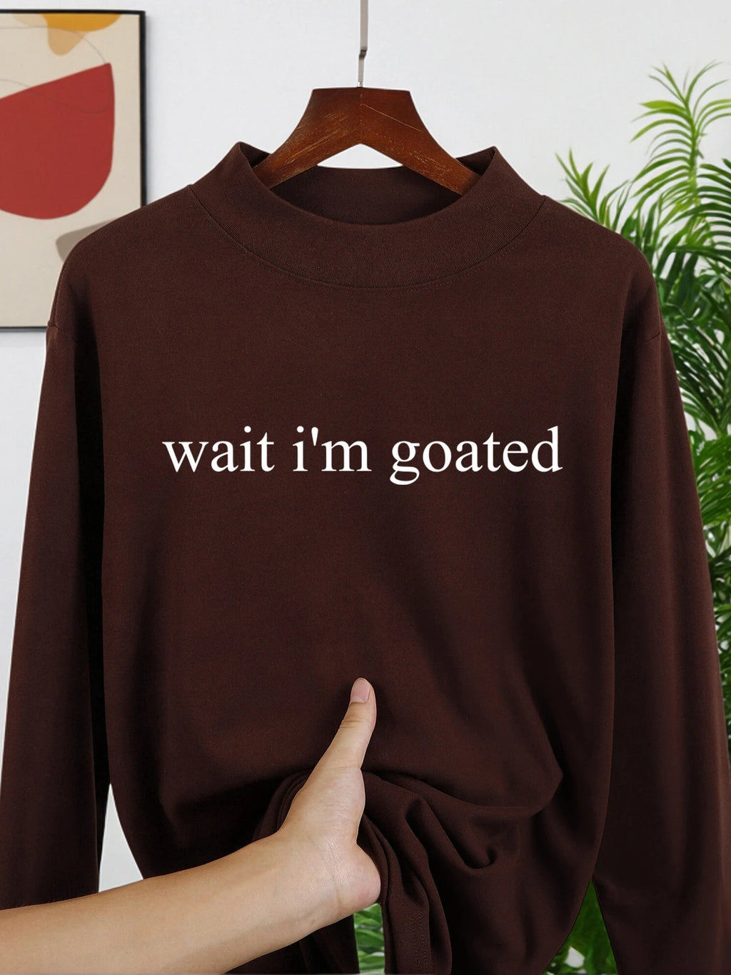 Wait I'M Goated Letter Printed Men'S Long Sleeved Shirts Casual Fashion Tops Thickened Fit Shirt Middle Collar Warm Clothing