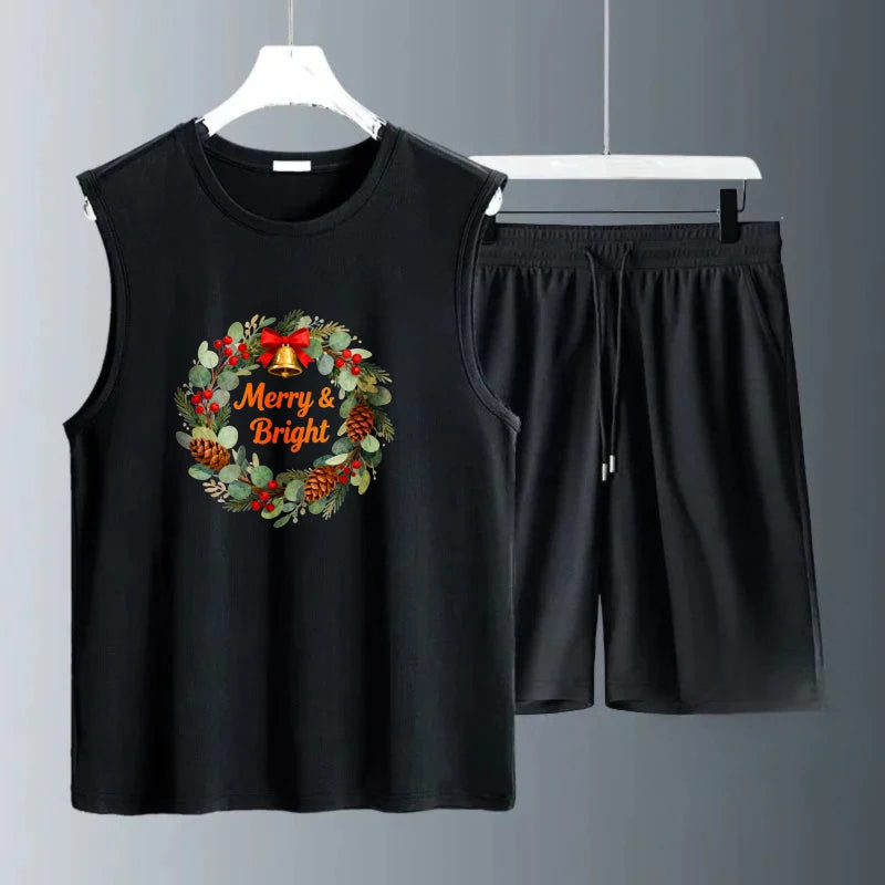 Men's Tank top Sets new men's sets men's clothing set men's chandals Summe Polyester Fashion Short Sleeve+ Shorts Breathable