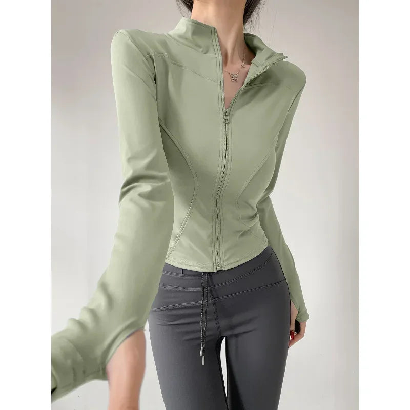 S-3XL Sun Quick Drying Sports Coat Women's Tight Top Yoga Jacket Long Sleeve Zipper Jacket Running Fitness Women's Jacket