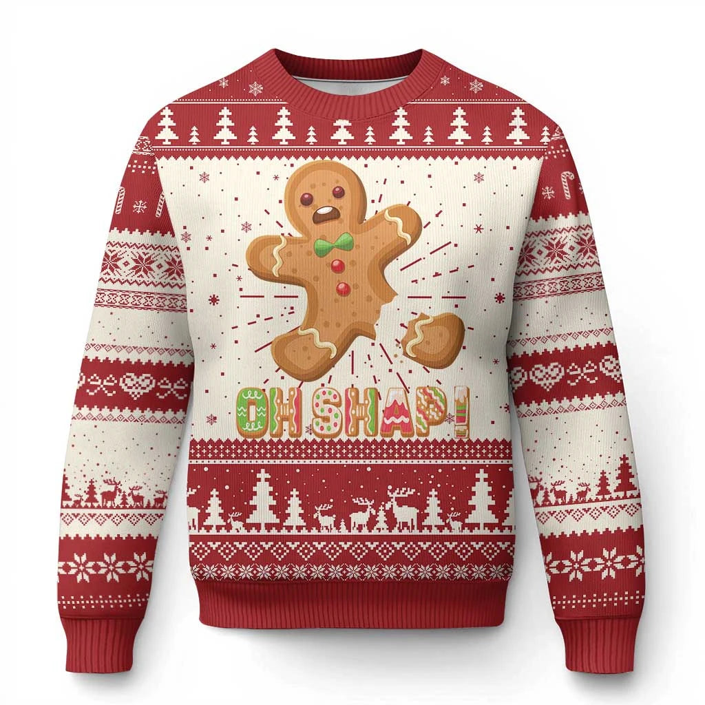 Gingerbread Man Oh Snap Xmas Ugly Christmas Sweater Funny Gingerbread Pattern Sweatshirts Pullover Boys Women Jumper Sweaters