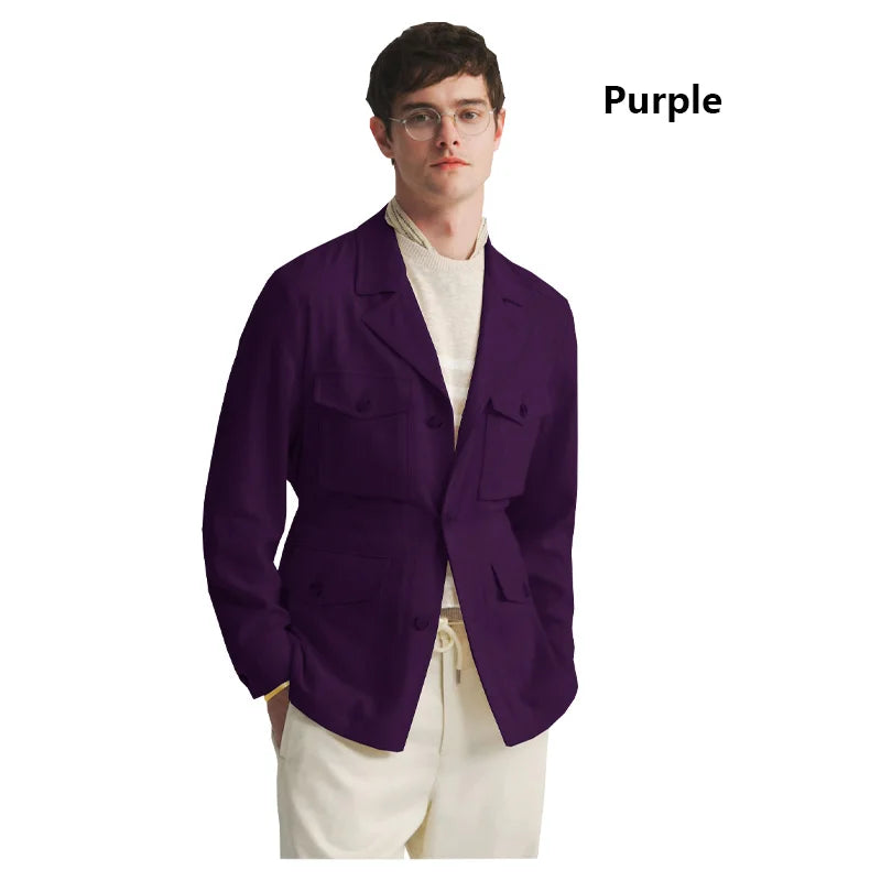 Fengbaoyu Natural Linen Men's Coat American Casual Shirt Retro Style Comfortable Men's Clothing Spring-Autumn