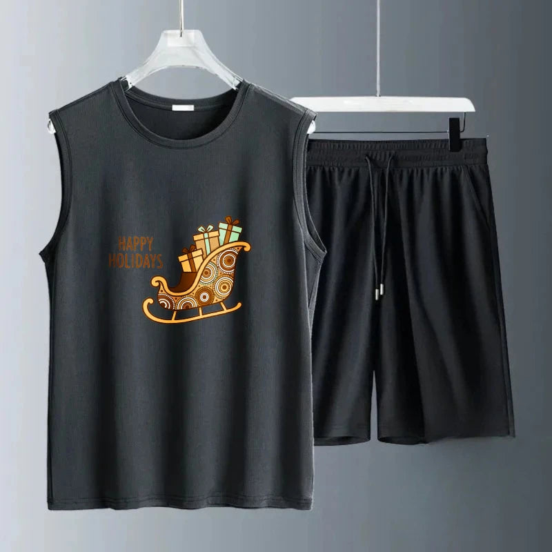Men's Tank top Sets Men's sweatshirt set Breathable Short Sleeve+ Shorts football new men's sets Fashion Polyester Summe