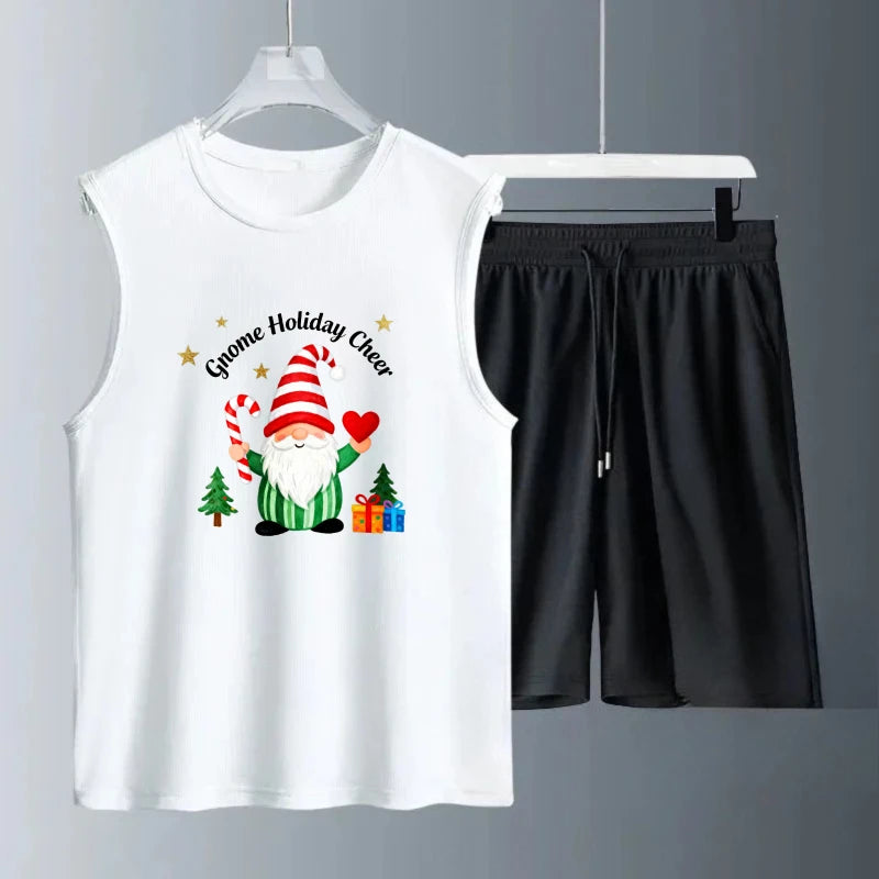Men's Tank top Sets Men's sweatshirt set Polyester Short Sleeve+ Shorts Fashion Summe men's chandals men's set  Breathable