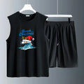 Men's Tank top Sets training suit set  Summe sweatshirt set Fashion Polyester men's clothing set Breathable Short Sleeve+ Shorts