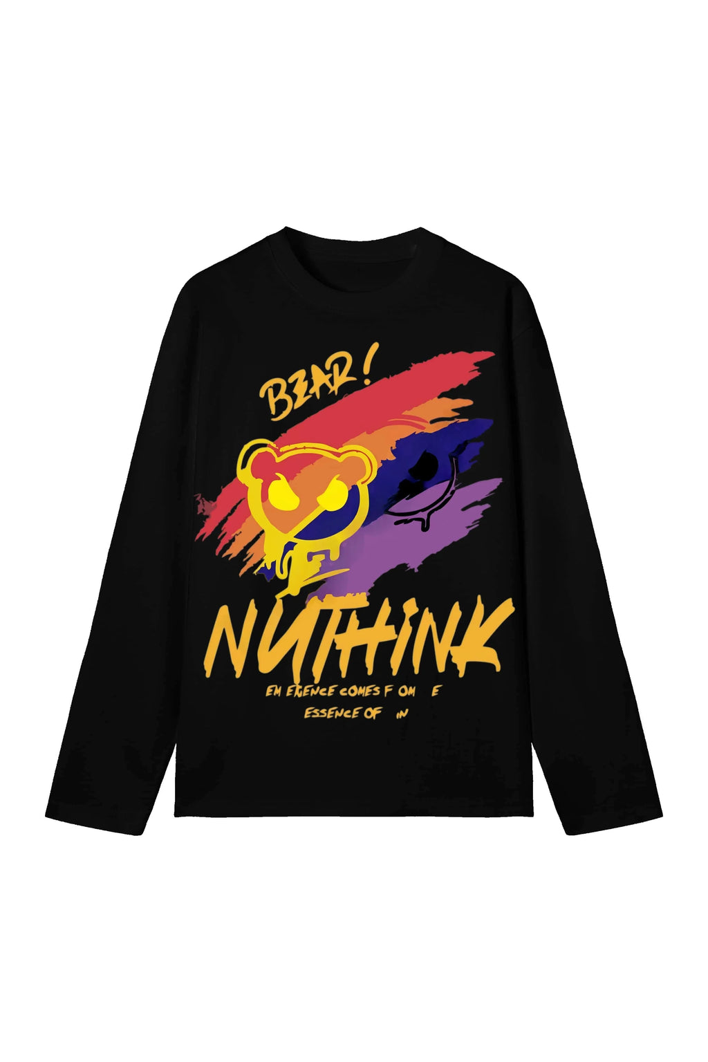 New unisex T-shirt, high street style gradient paint bear print long sleeve, casual short sleeve couple T-shirt
