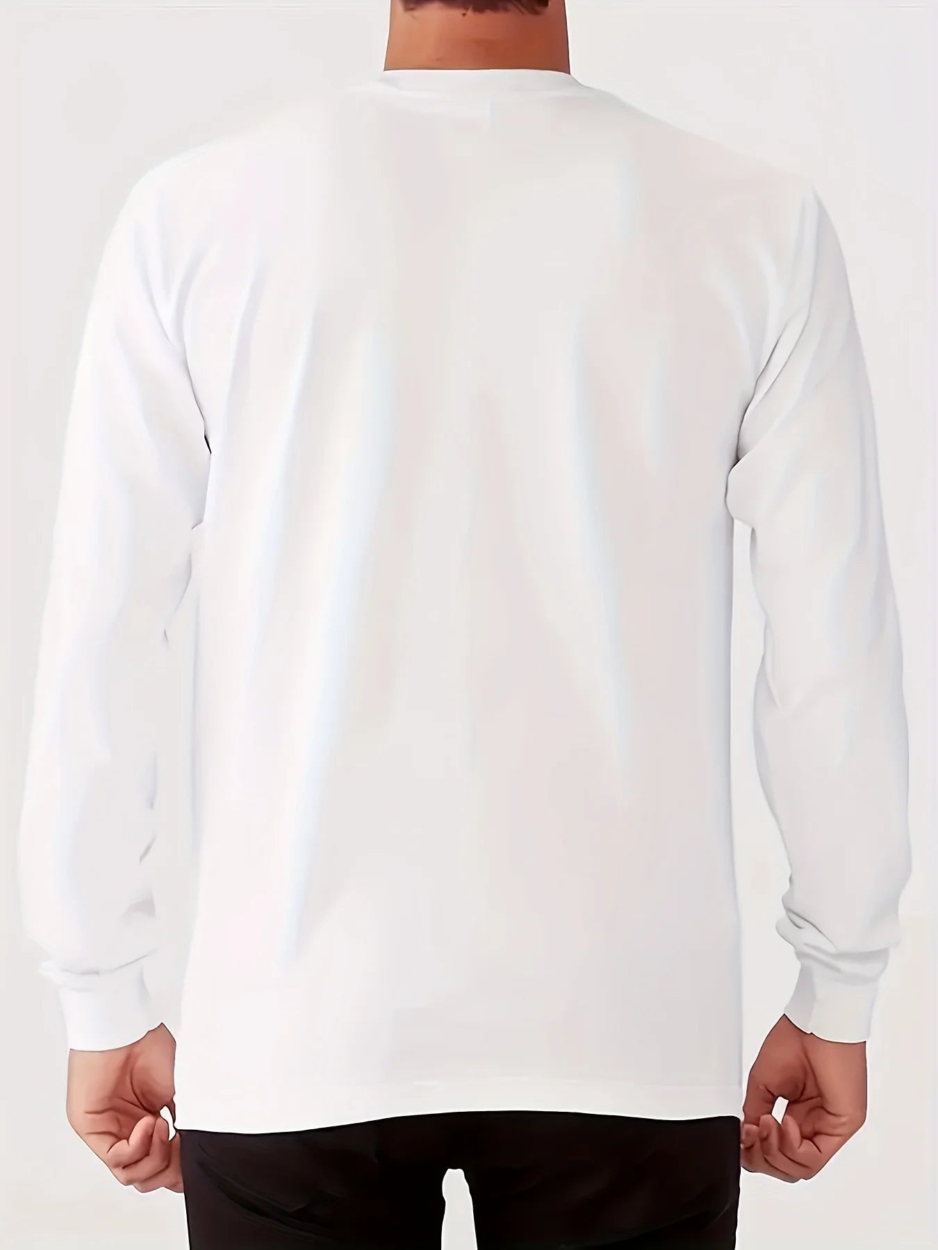 100% pure cotton men's long sleeved round neck loose casual Los Angeles letter printed spring and autumn versatile T-shirt top