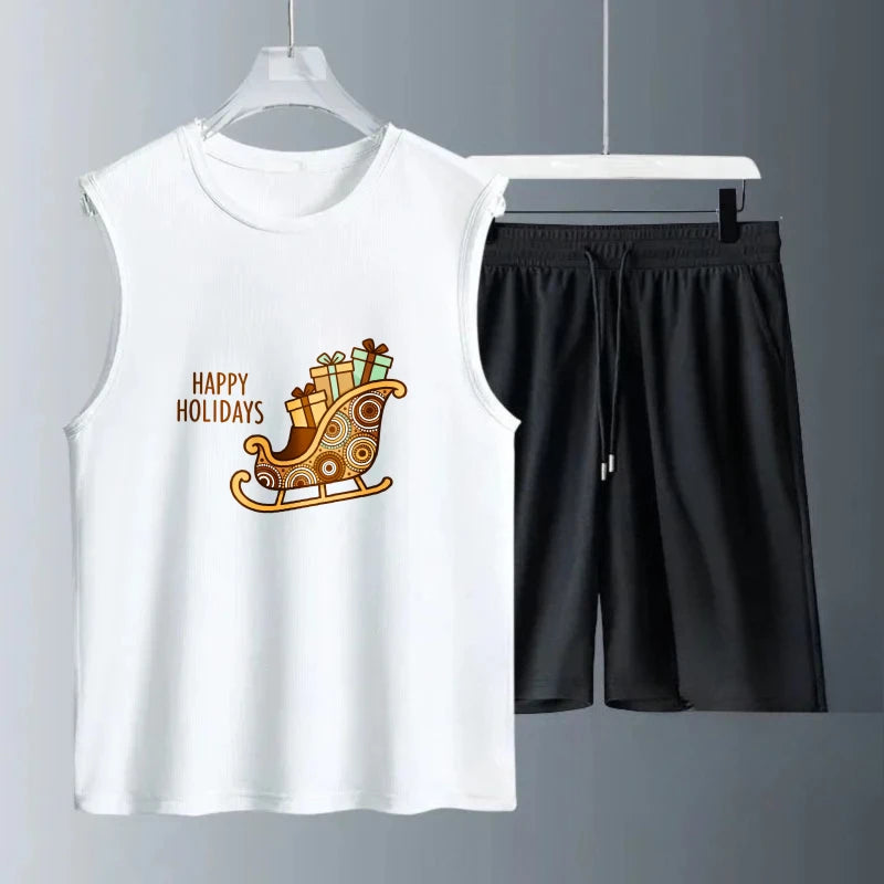 Men's Tank top Sets Men's sweatshirt set Breathable Short Sleeve+ Shorts football new men's sets Fashion Polyester Summe