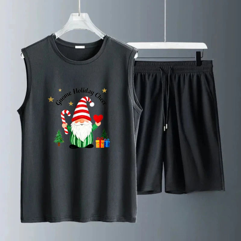Men's Tank top Sets Men's sweatshirt set Polyester Short Sleeve+ Shorts Fashion Summe men's chandals men's set  Breathable
