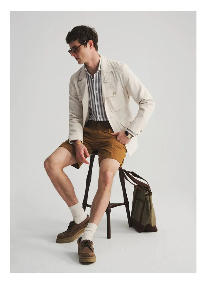 Fengbaoyu Natural Linen Men's Coat American Casual Shirt Retro Style Comfortable Men's Clothing Spring-Autumn