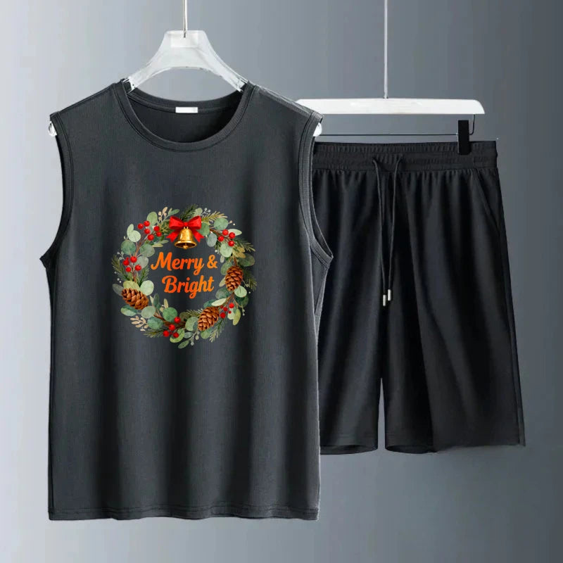 Men's Tank top Sets new men's sets men's clothing set men's chandals Summe Polyester Fashion Short Sleeve+ Shorts Breathable