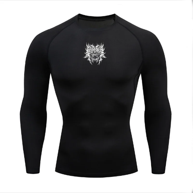 Men's Women's Quick Dry Sports Long Sleeve T-shirt, Stylish Monochromatic Abstract Spiky Frost Pattern, Moisture Wicking Elas